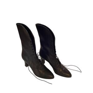Vintage Saks Fifth Avenue Italian Leather Victorian Boots Edwardian Silhouette